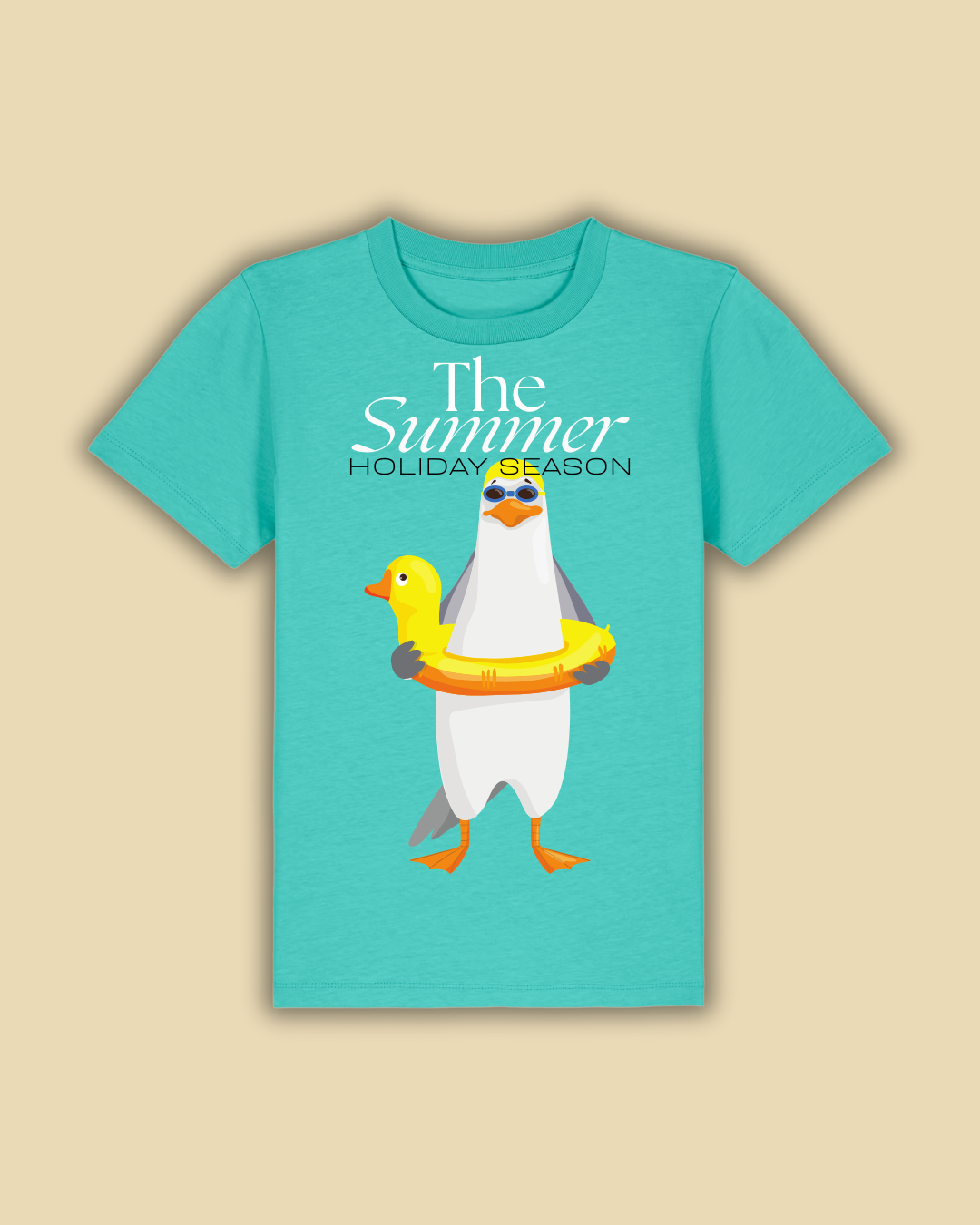 Swimming Seagull – Summer Holiday Series - Kids T-Shirt - Turquoise