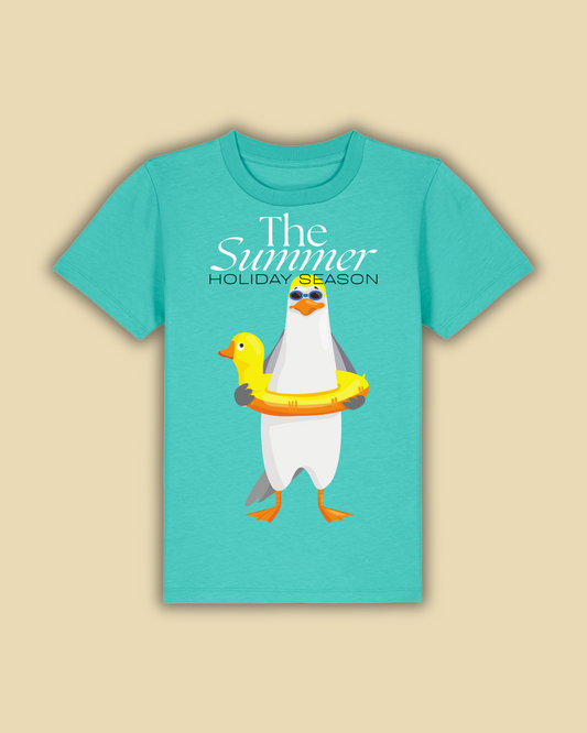 Swimming Seagull – Summer Holiday Series - Kids T-Shirt - Turquoise