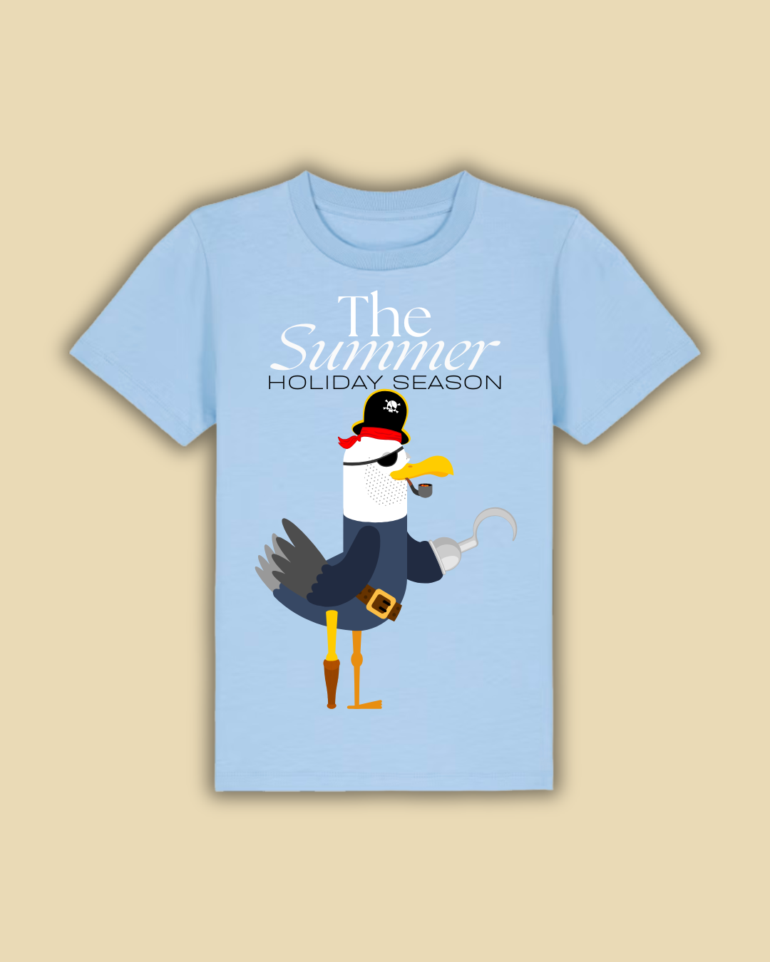 Pirate Seagull - Summer Holiday Series - Kids T-Shirt - Blue