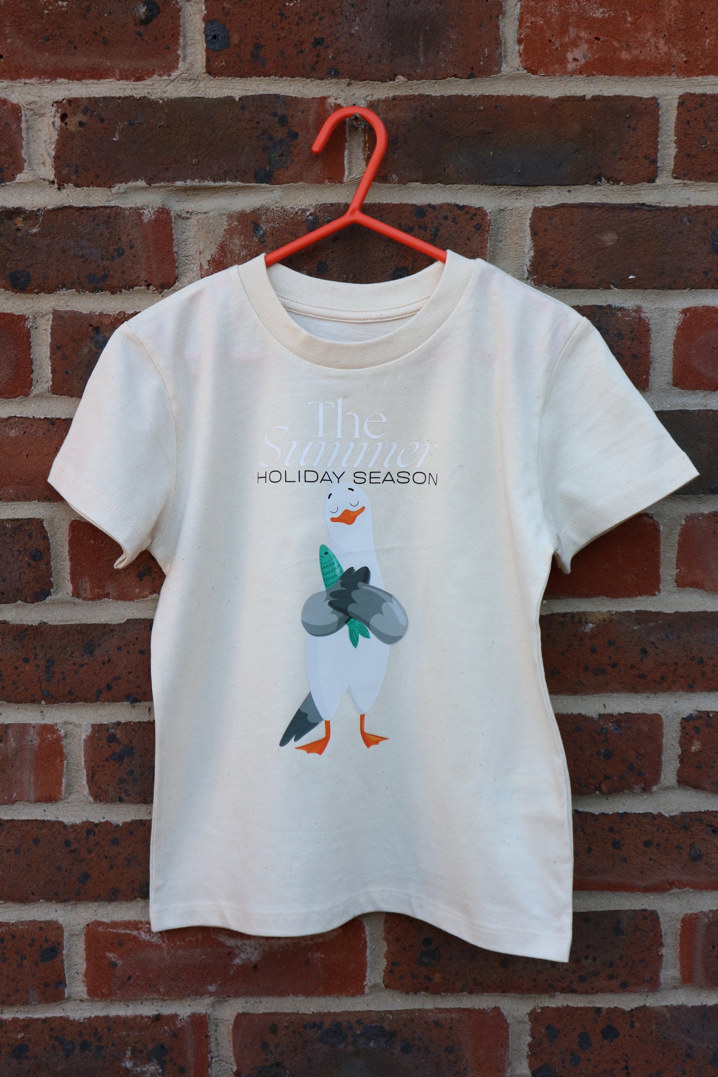 Fishy Seagull - Summer Holiday Series - Kids T-Shirt - Natural Raw