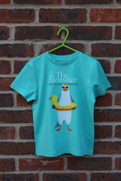 Swimming Seagull – Summer Holiday Series - Kids T-Shirt - Turquoise